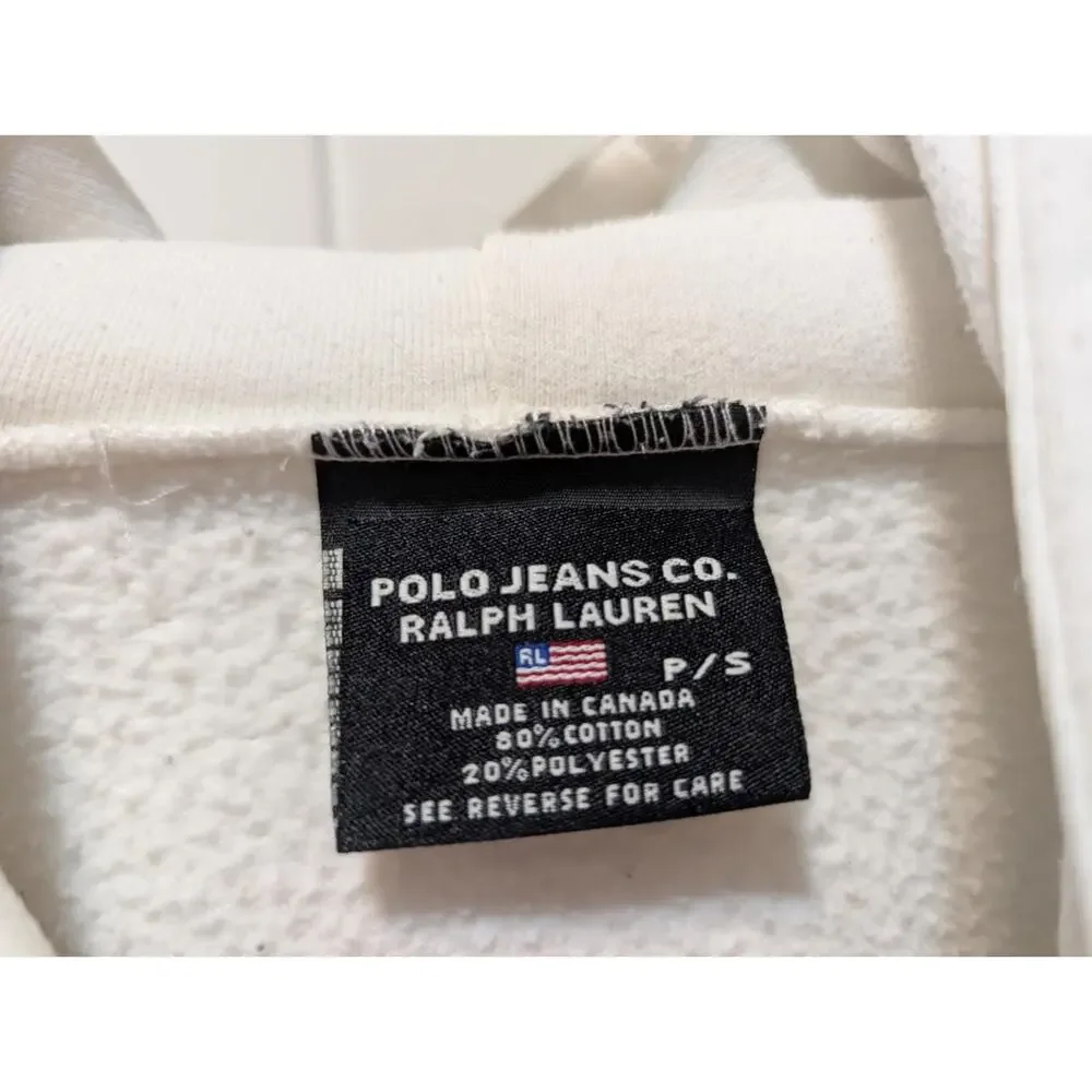 Vintage White Polo Jeans Co Ralph Lauren Mens S Embroidered Spellout Hoodie